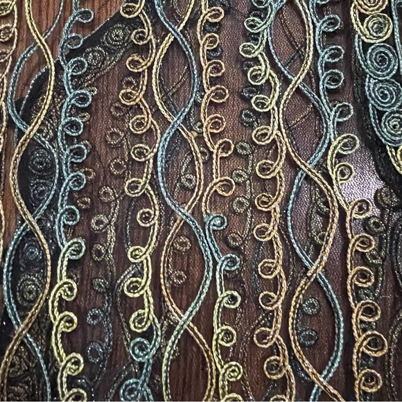 Valenti Vintage Sheer Filagree Jacket / Cover Up Blue Gold Size M - Picture 3 of 9